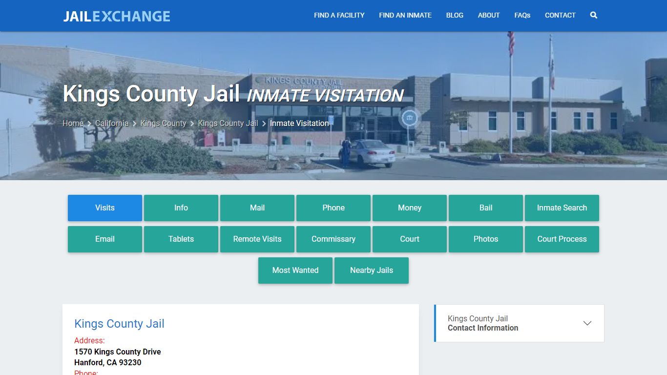 Inmate Visitation - Kings County Jail, CA - Jail Exchange